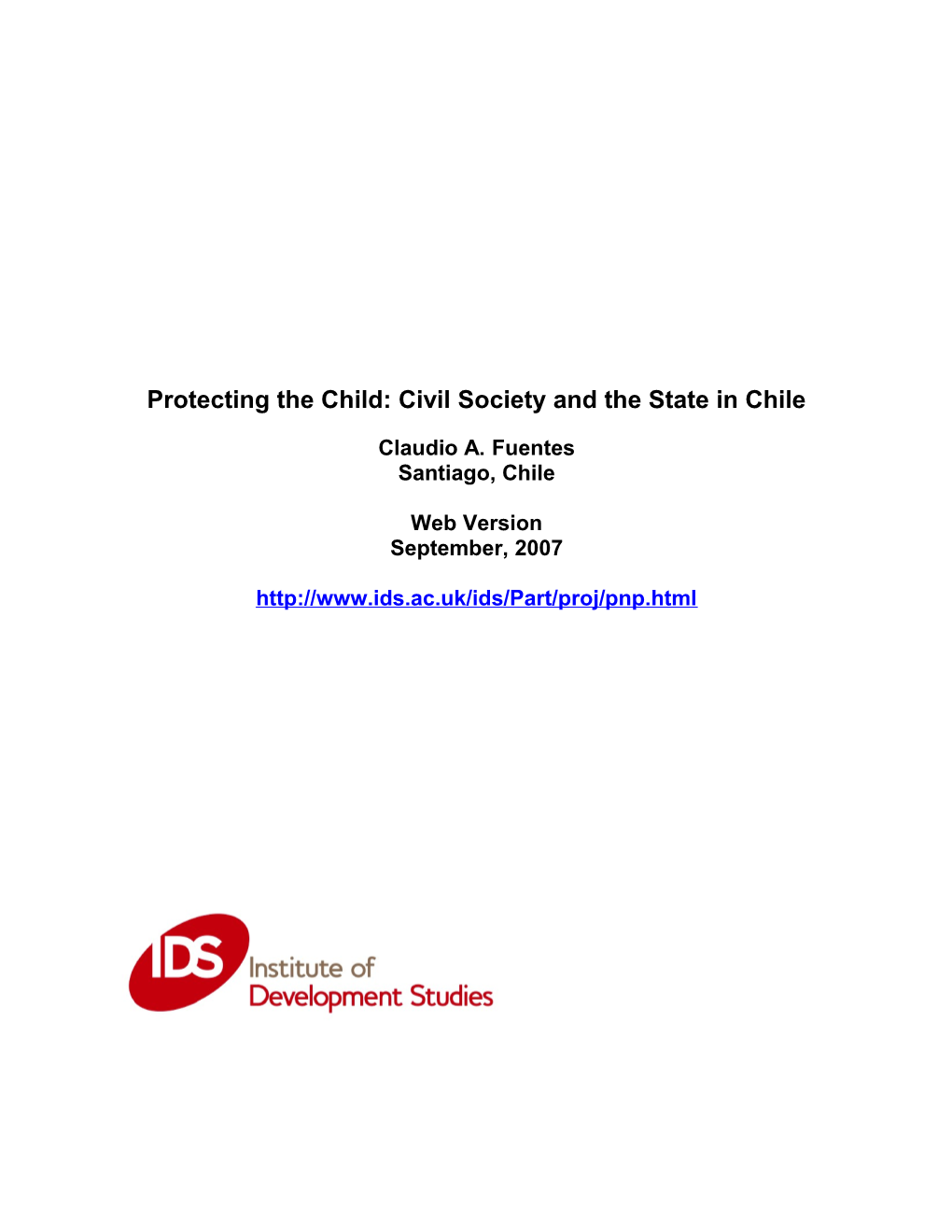 Protecting the Child: Civil Society and the State in Chile