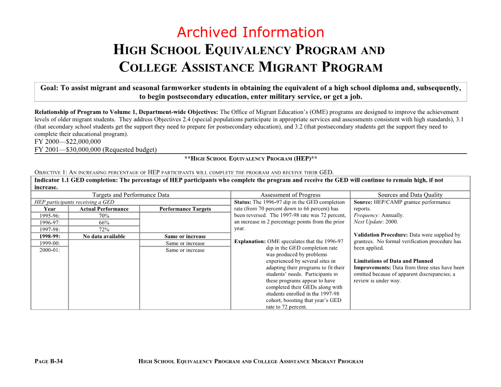 Archived: High School Equivalency Program and College Assistance Migrant Program