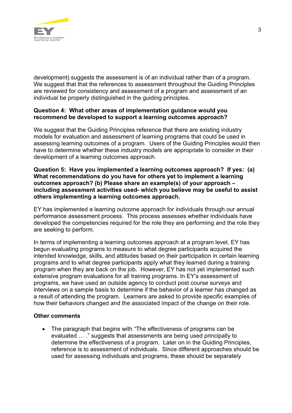 Consultation Paper Guiding Principles for Implementing a Learning Outcomes Approach