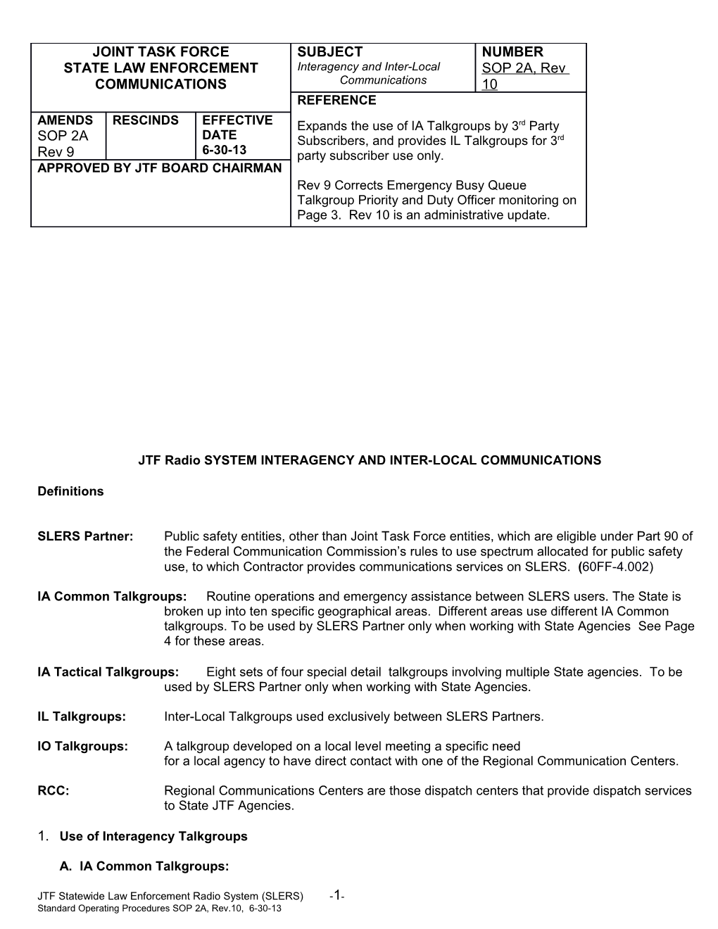 Joint Task Force Sop 2A s1