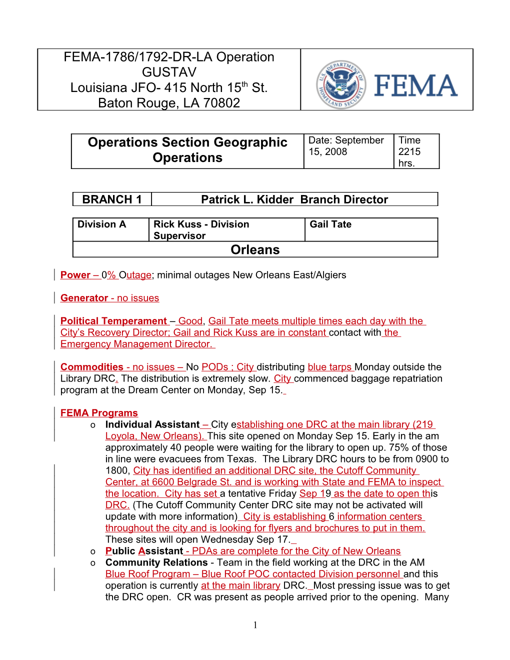 FEMA-1786-DR-LA Operation GUSTAV