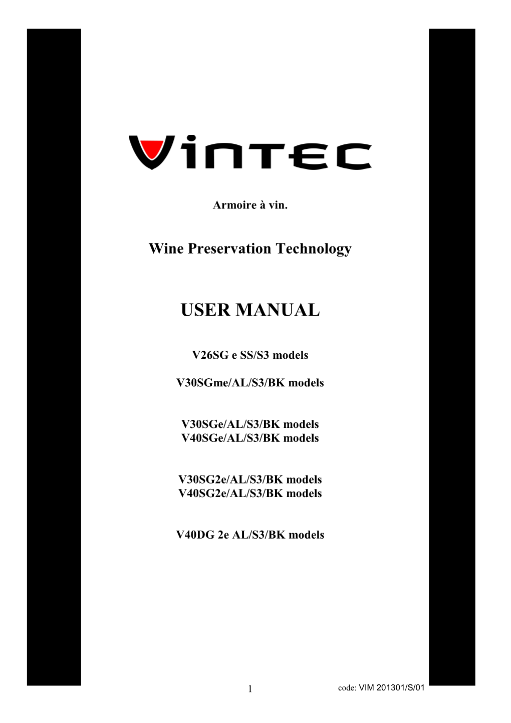 Vintec Instruction Manual 2009/1