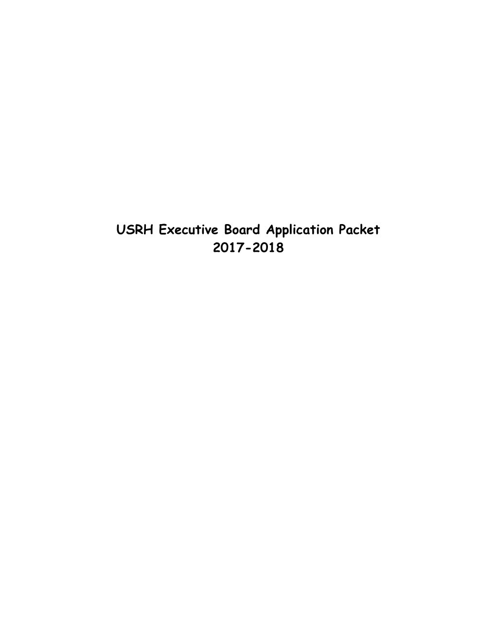 USRH Executive Board Application Packet