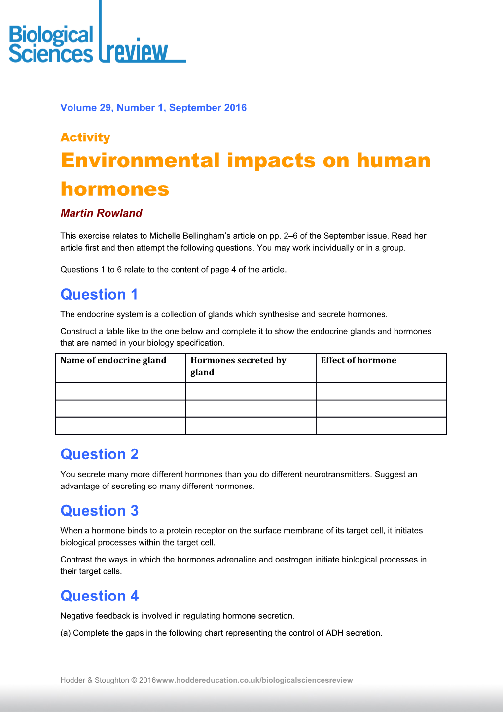 Environmental Impacts on Human Hormones