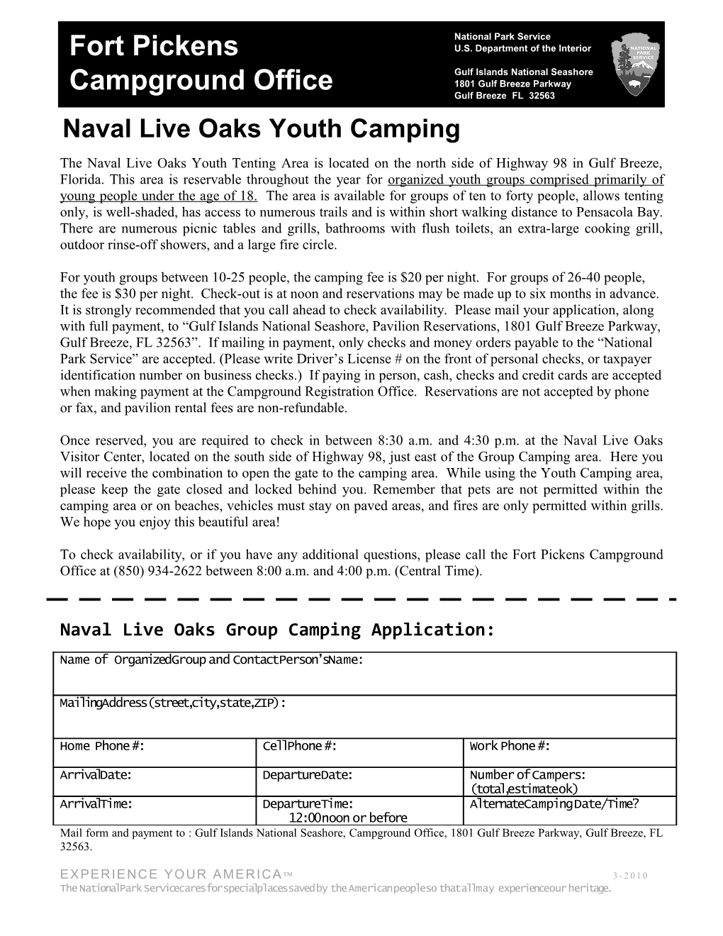 Naval Live Oaks Youth Camping