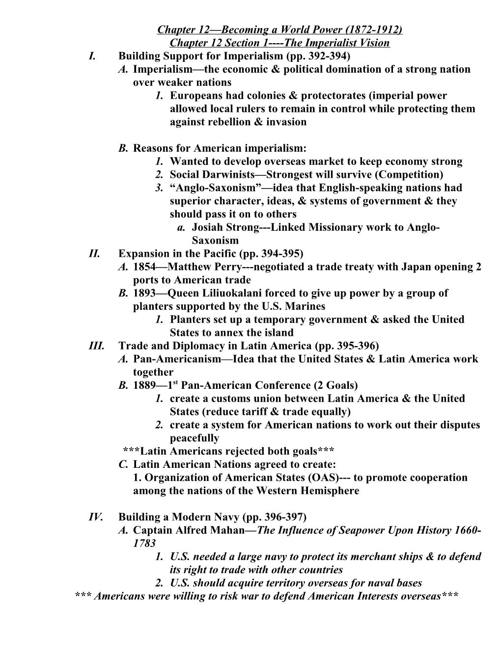 Chapter 12 Becoming a World Power (1872-1912)