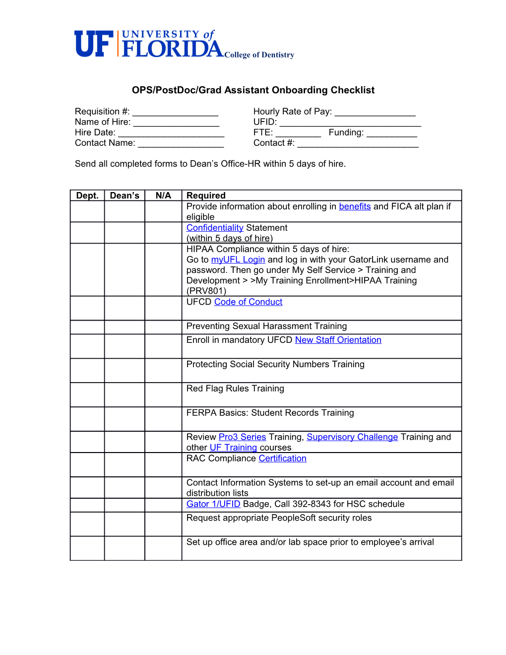 OPS/Postdoc/Grad Assistant Onboarding Checklist s1