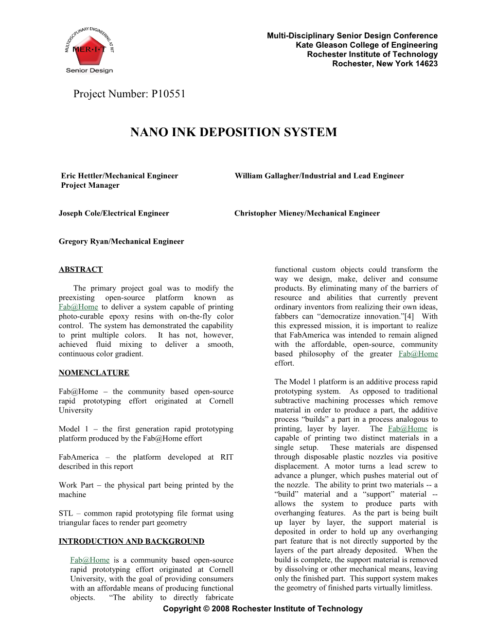 Proceedings of the Multi-Disciplinary Senior Design Conference Page 1