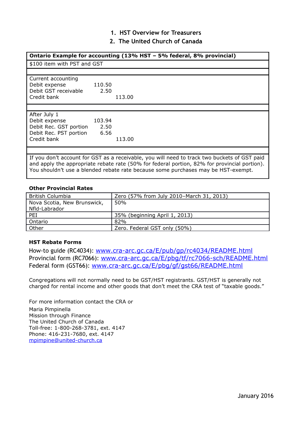 HST Overview for Treasurers