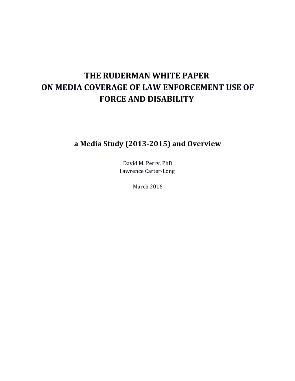 White Paper Disability and Police Violence Contents