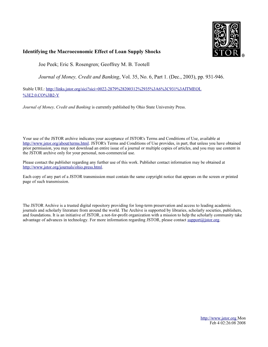 Identifying the Macroeconomic Effect of Loan Supply Shocks