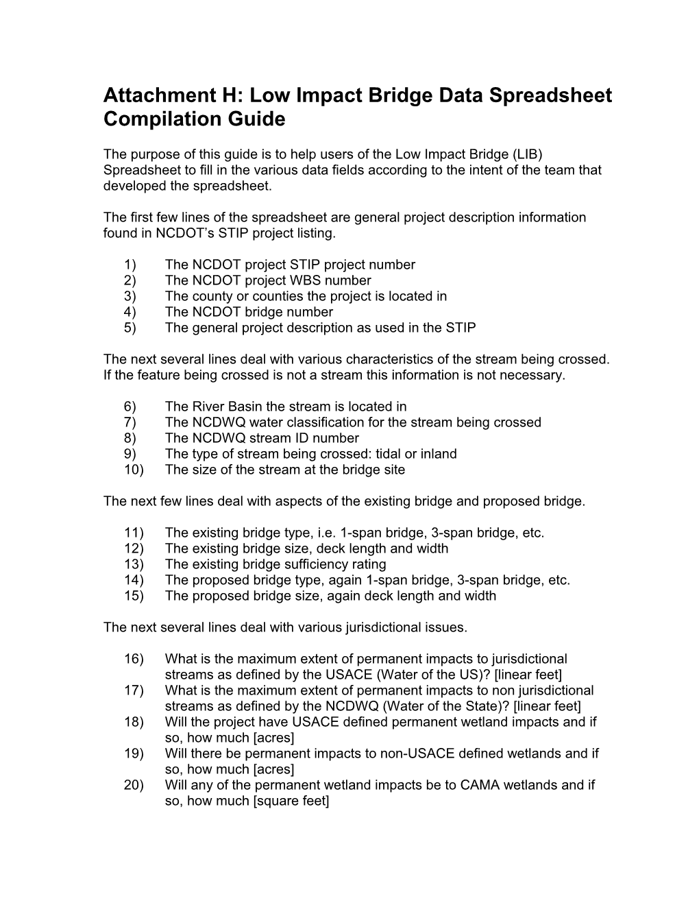 Procedures for Low Impact Bridge Replacement Project Development