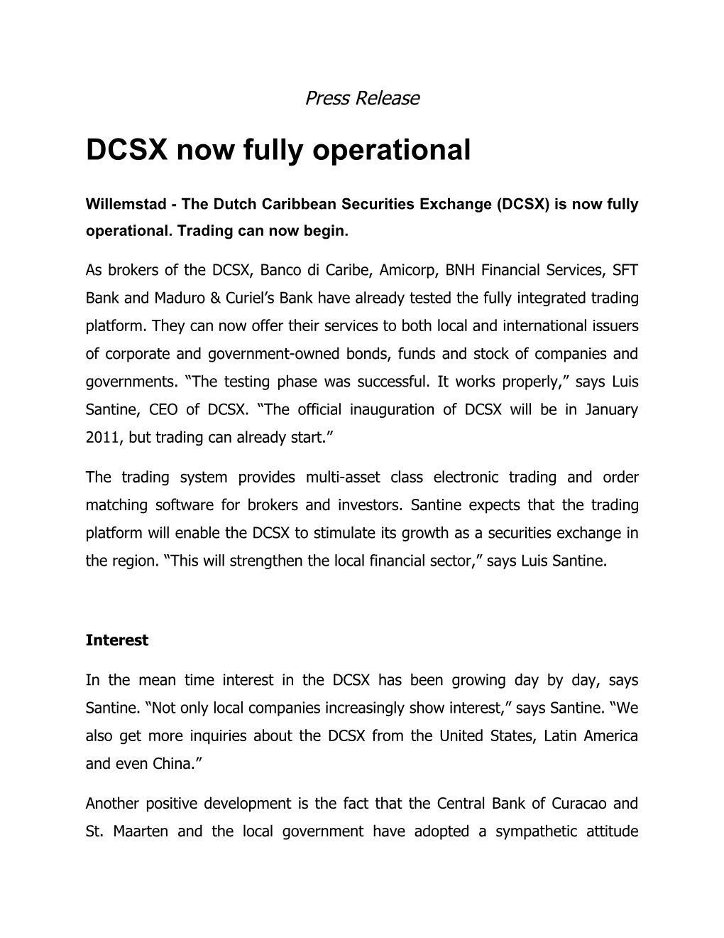 DCSX Now Fully Operational