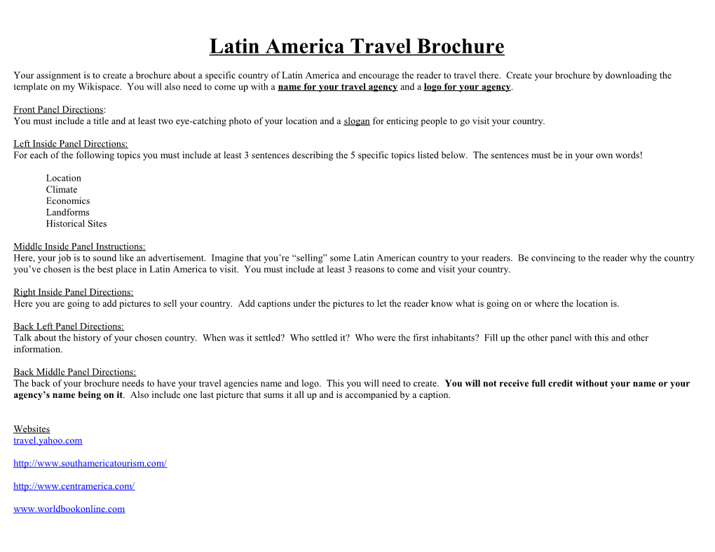 Latin America Travel Brochure