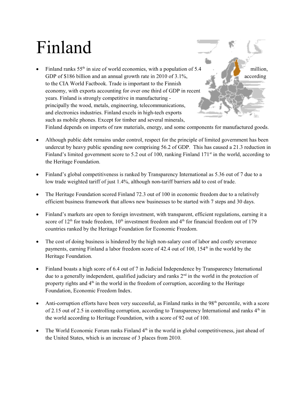 Finland Ranks 55Th in Size of World Economies, with a Population of 5.4 Million, GDP Of