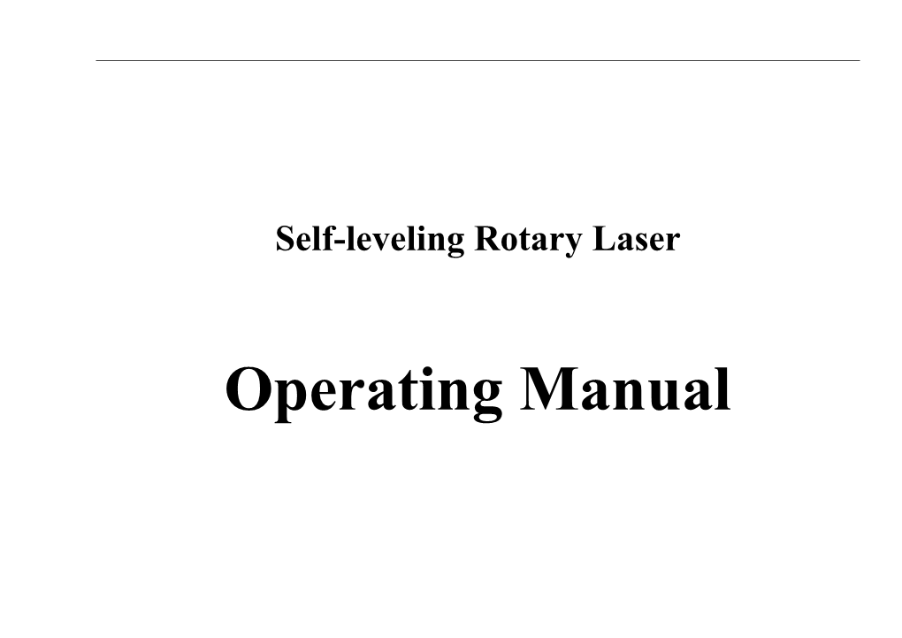 Instructional Manual Of Automatic Laser Level