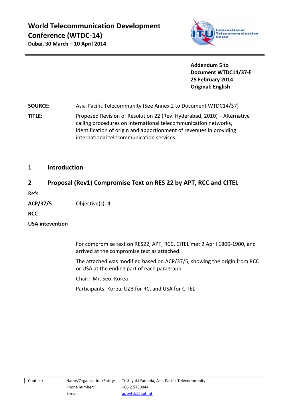 2Proposal (Rev1) Compromise Texton RES 22 by APT, RCC and CITEL