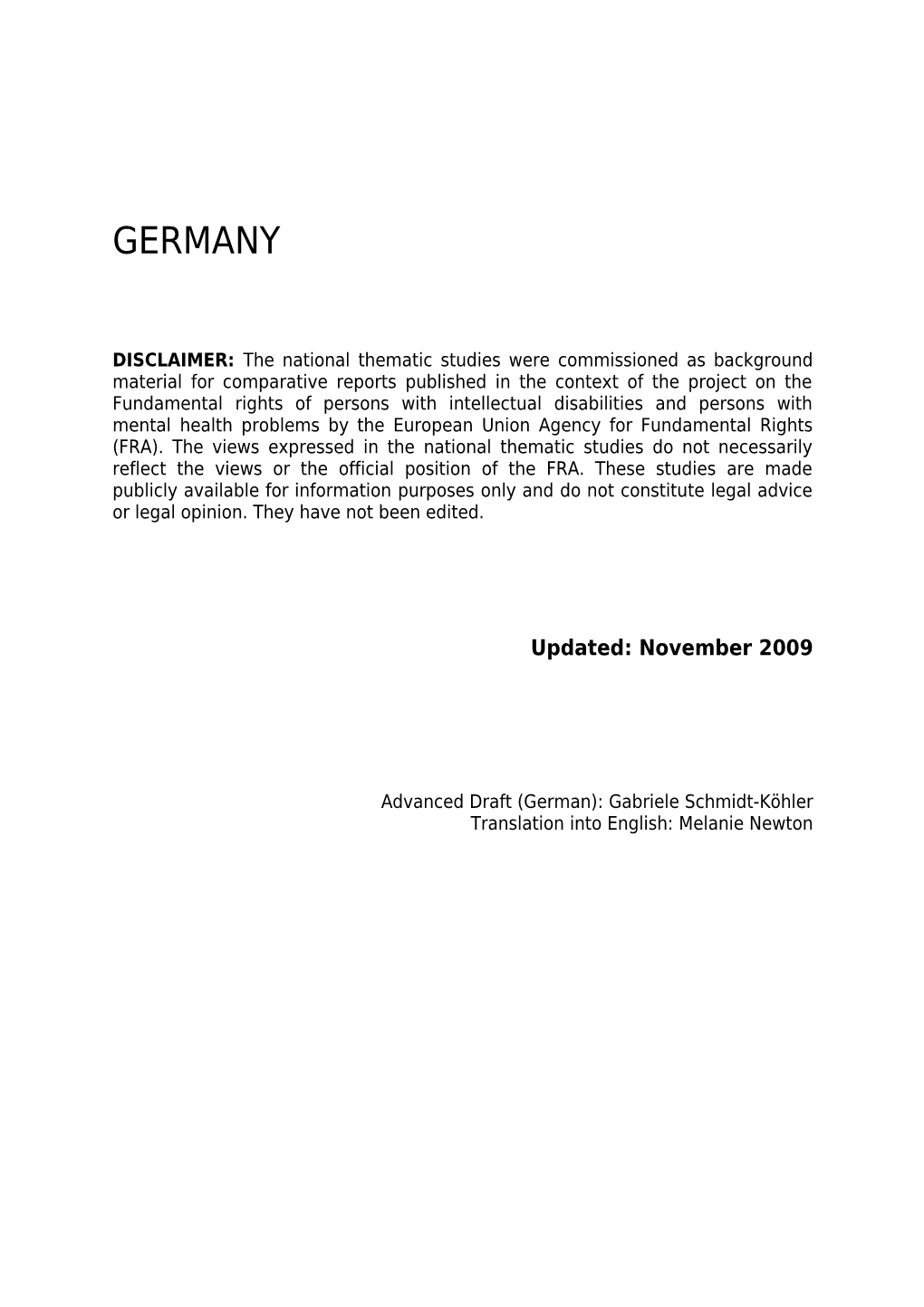 Advanced Draft (German): Gabriele Schmidt-Köhler