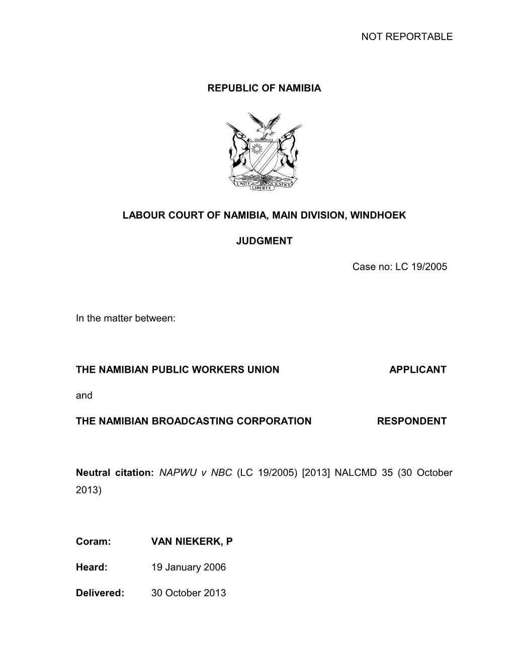 Labour Court of Namibia, Main Division, Windhoek s1