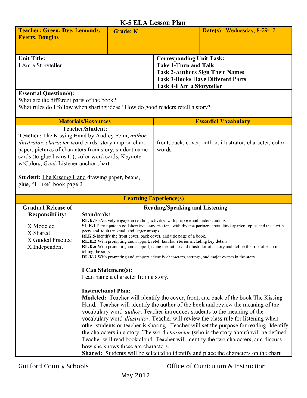 K-5 ELA Lesson Plan s4