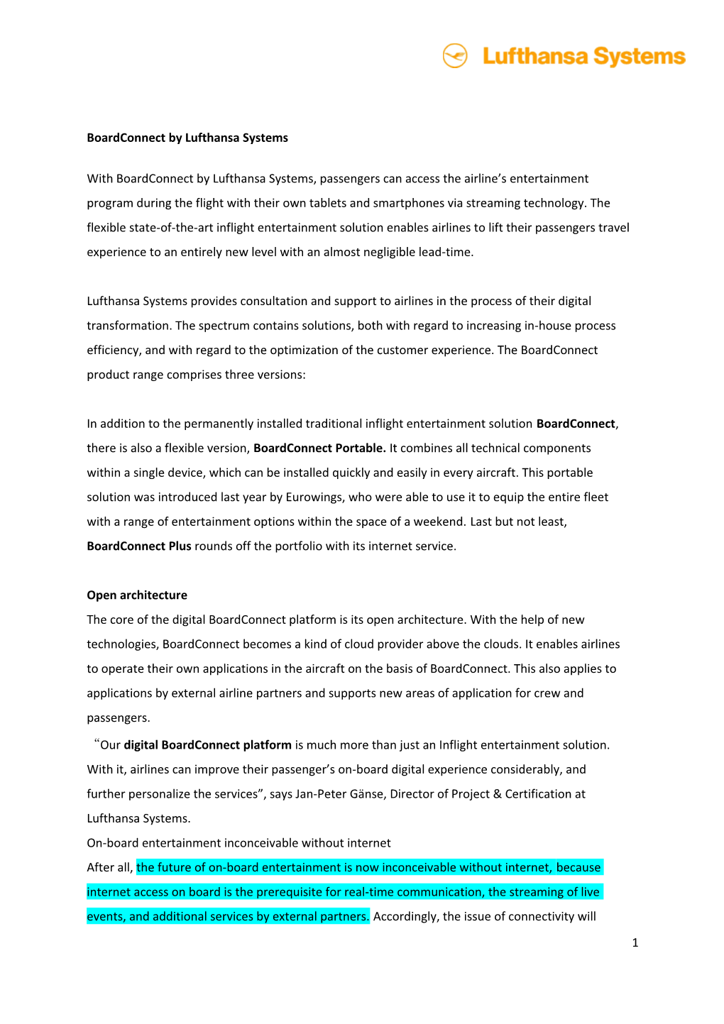 Boardconnect by Lufthansa Systems