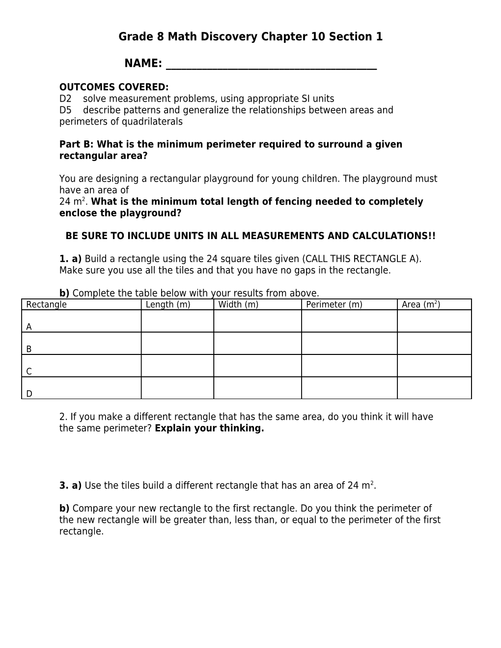 Grade 8 Math Discovery Chapter 10 Section 1