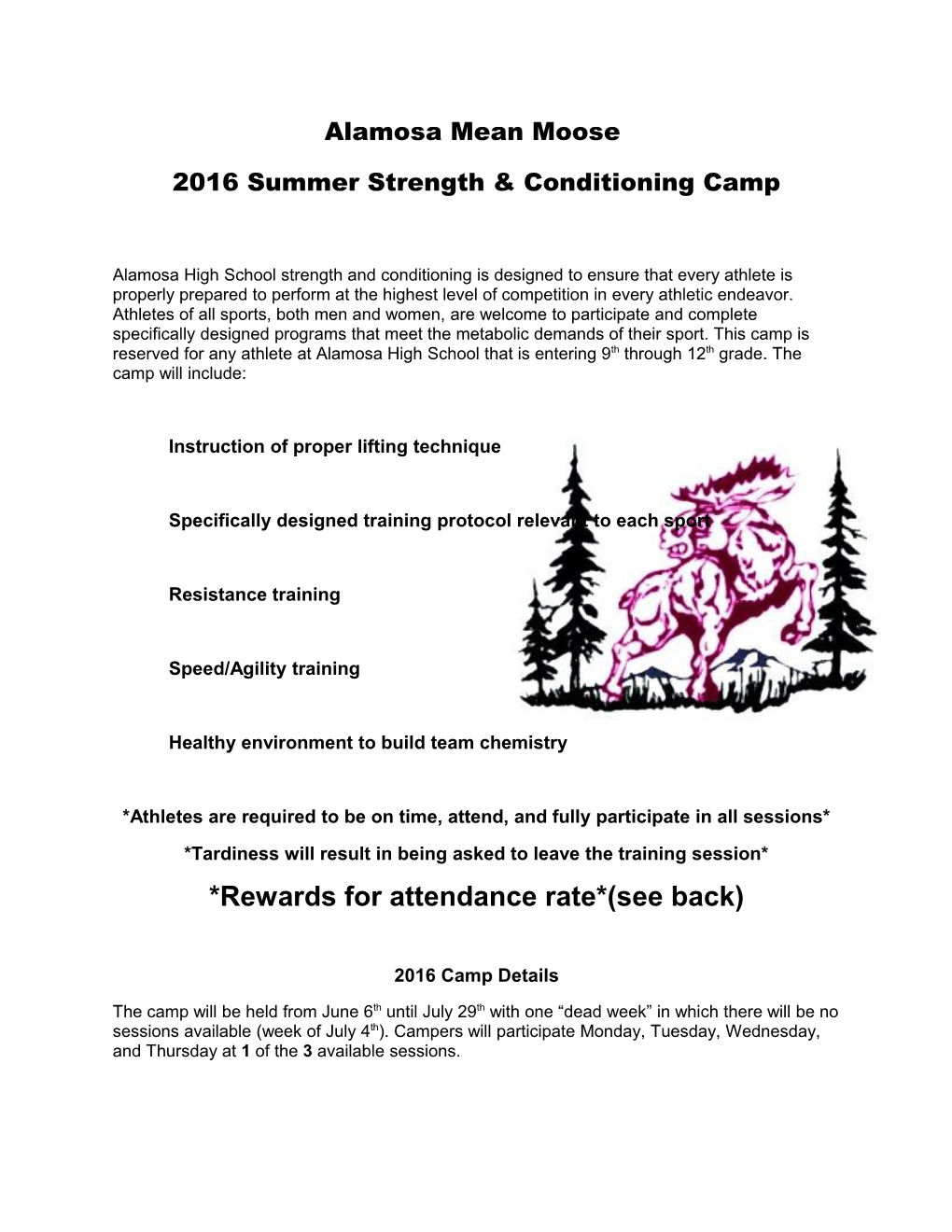 2016 Summer Strength & Conditioning Camp