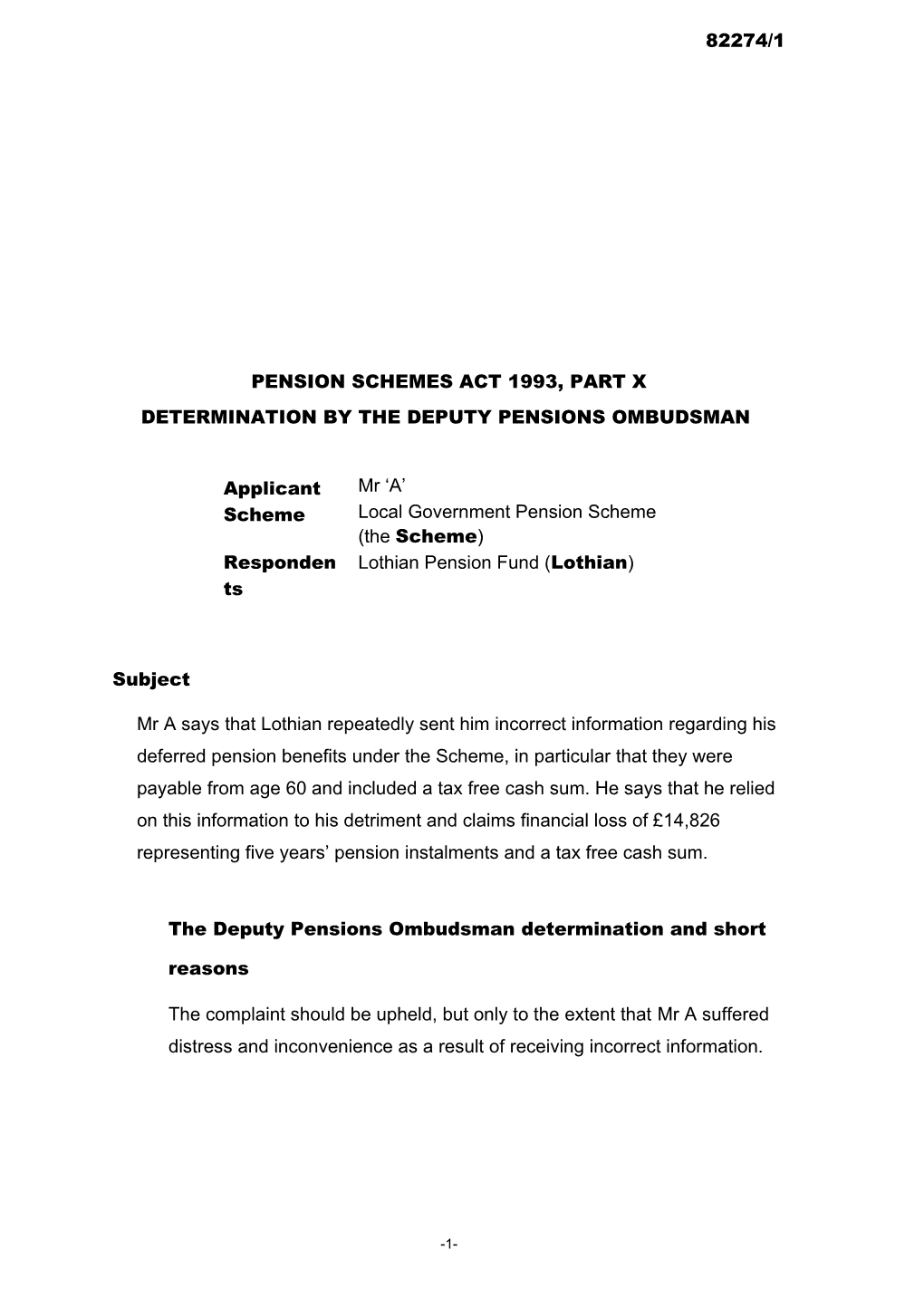 Pension Schemes Act 1993, Part X s130