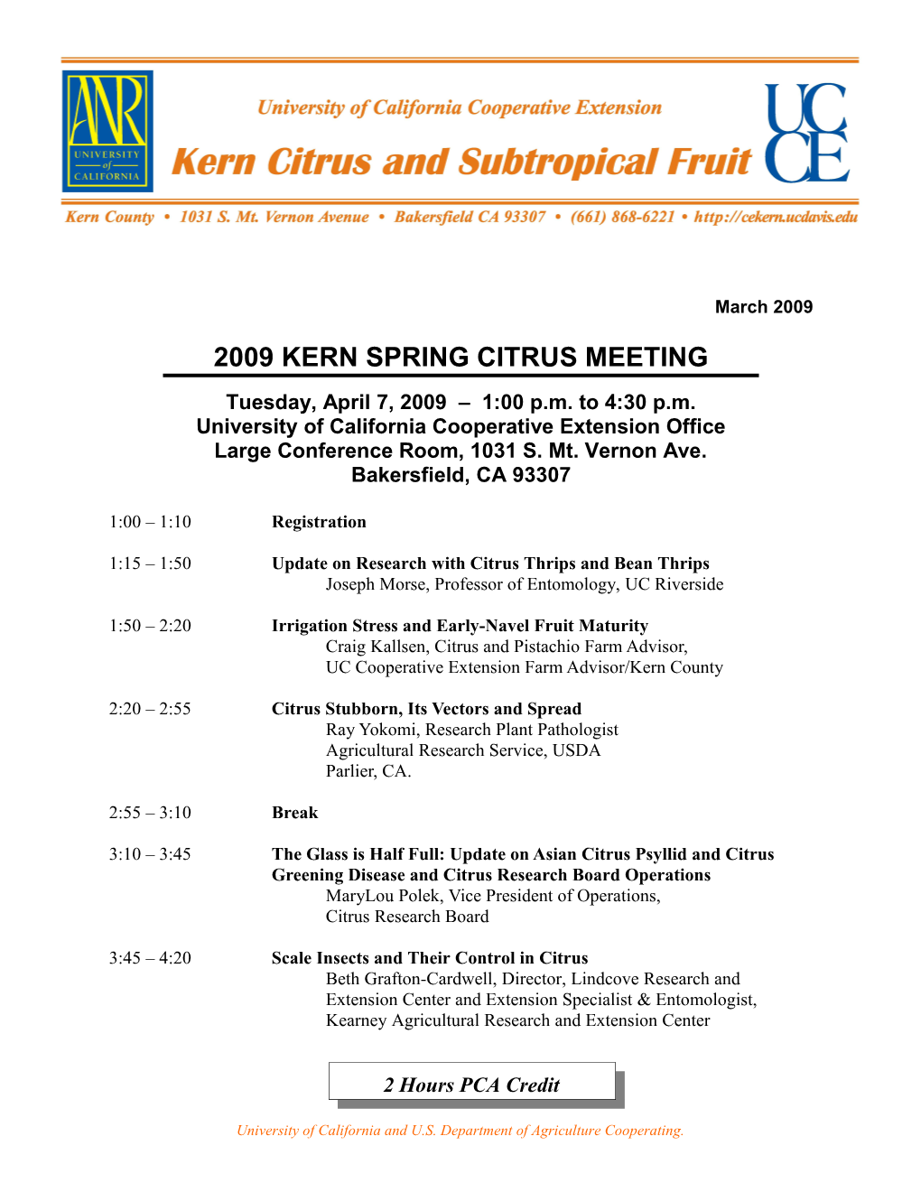 2009 Kern Spring Citrus Meeting