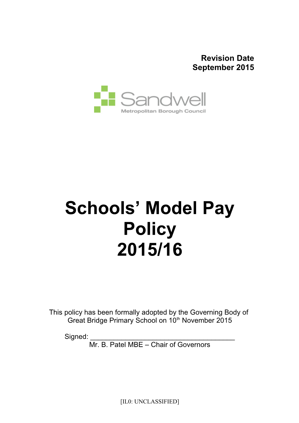 Schools Model Pay Policy