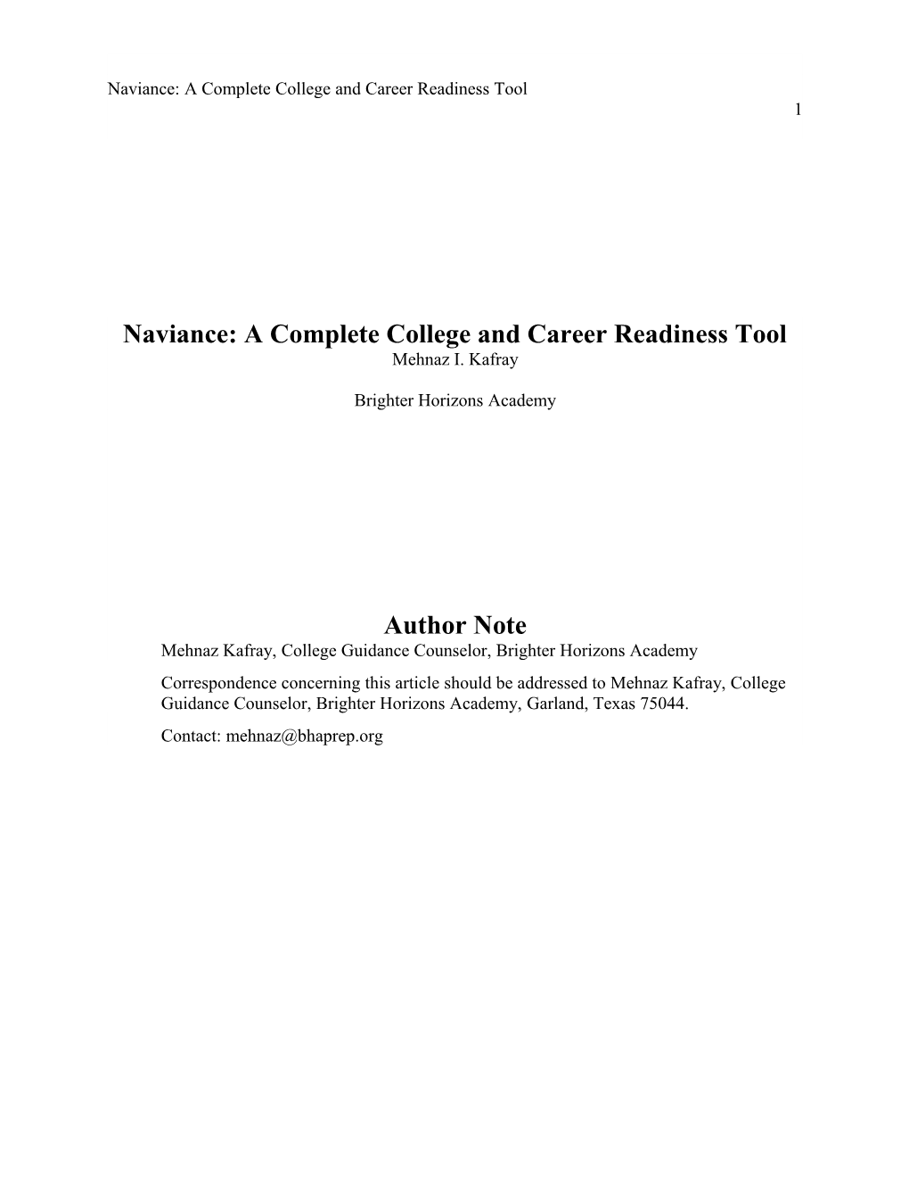 Naviance: a Complete College and Career Readiness Tool