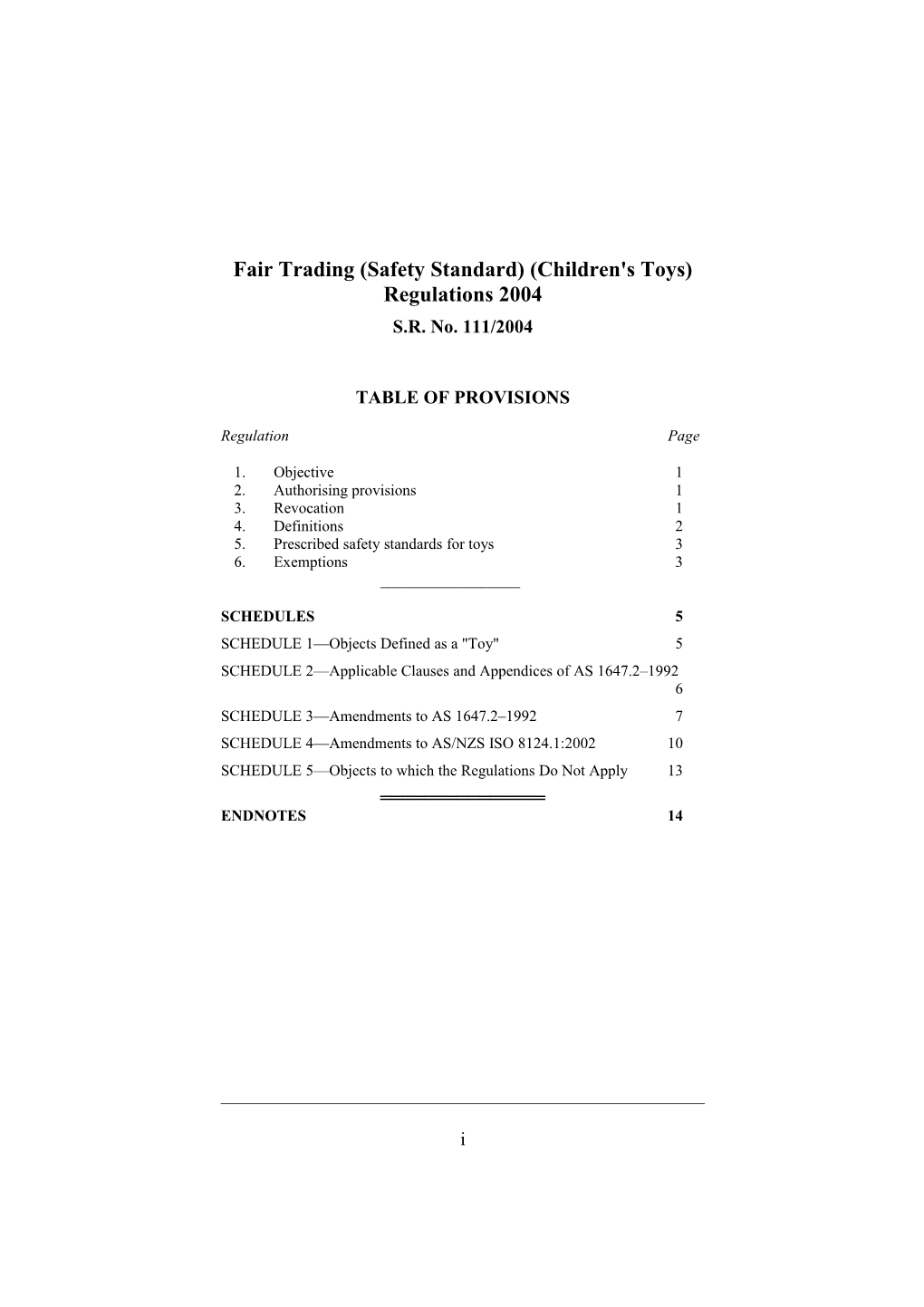 Fair Trading (Safety Standard) (Children's Toys) Regulations 2004