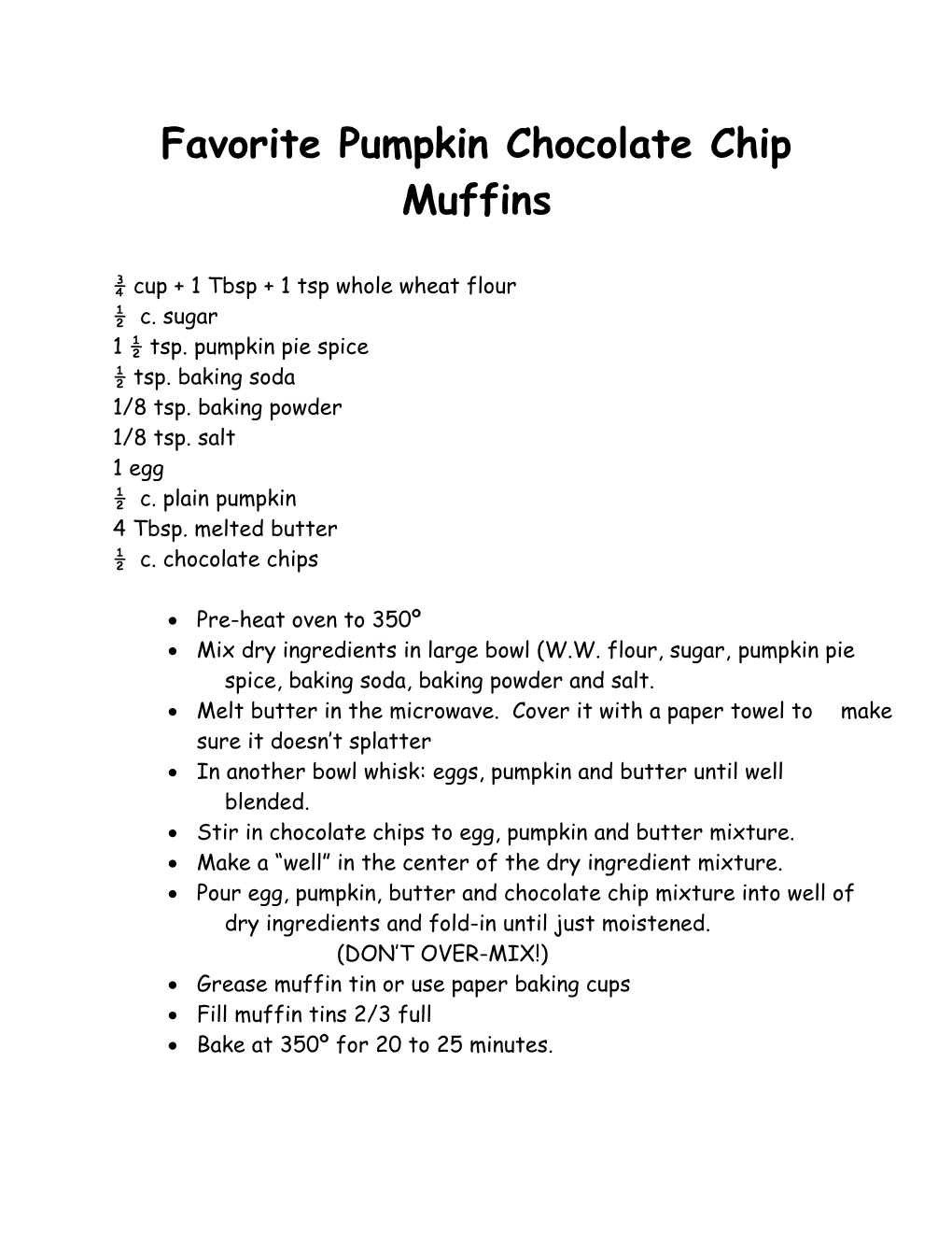 Favorite Pumpkin Chocolate Chip Muffins