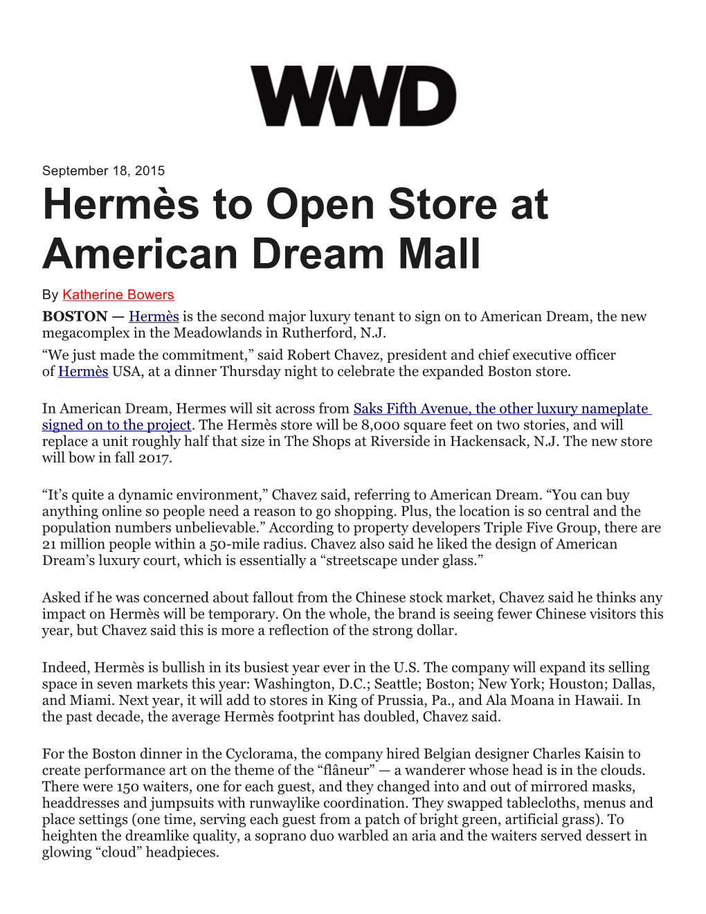Hermès to Open Store at American Dream Mall