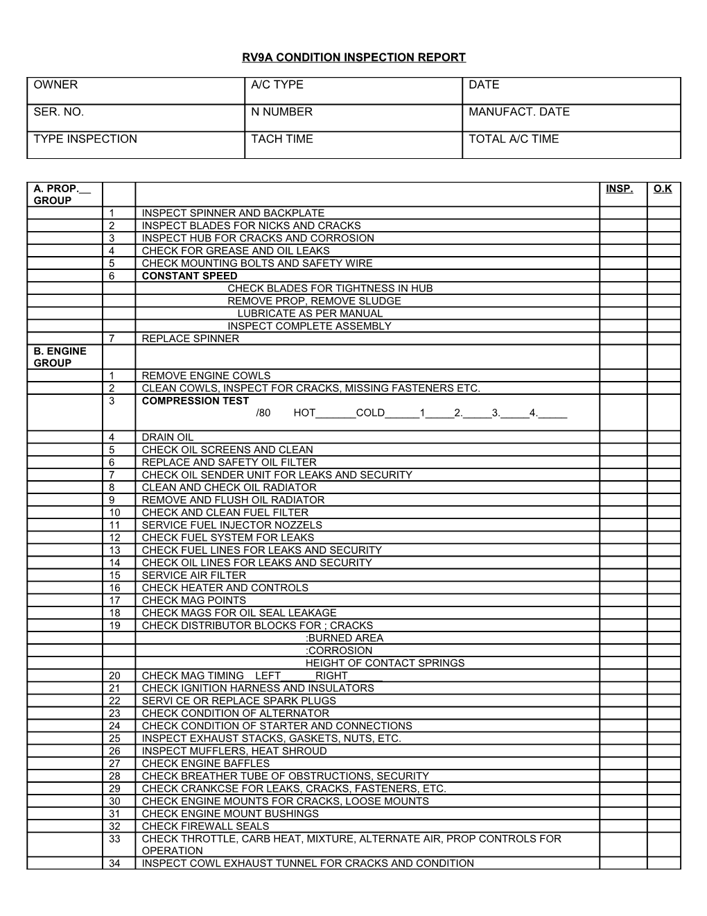 Rv9 Condition Inspection Report