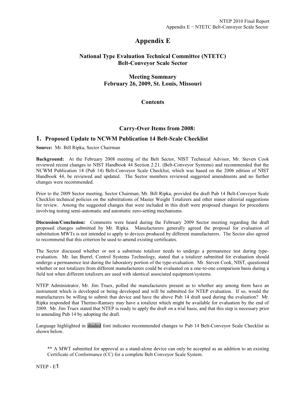 National Type Evaluation Technical Committee (NTETC)