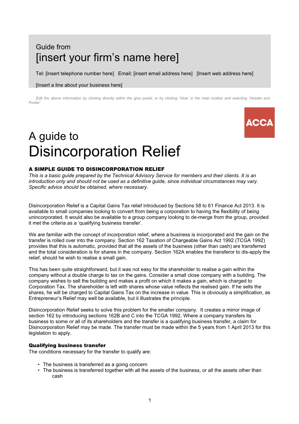A Simple Guide to Disincorporation Relief
