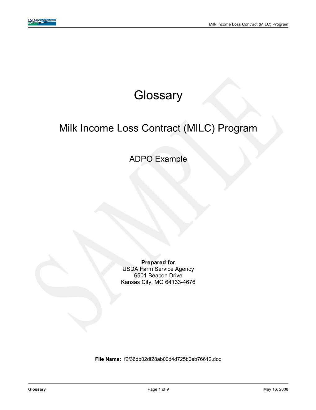 Milk Income Loss Contract (MILC) Program