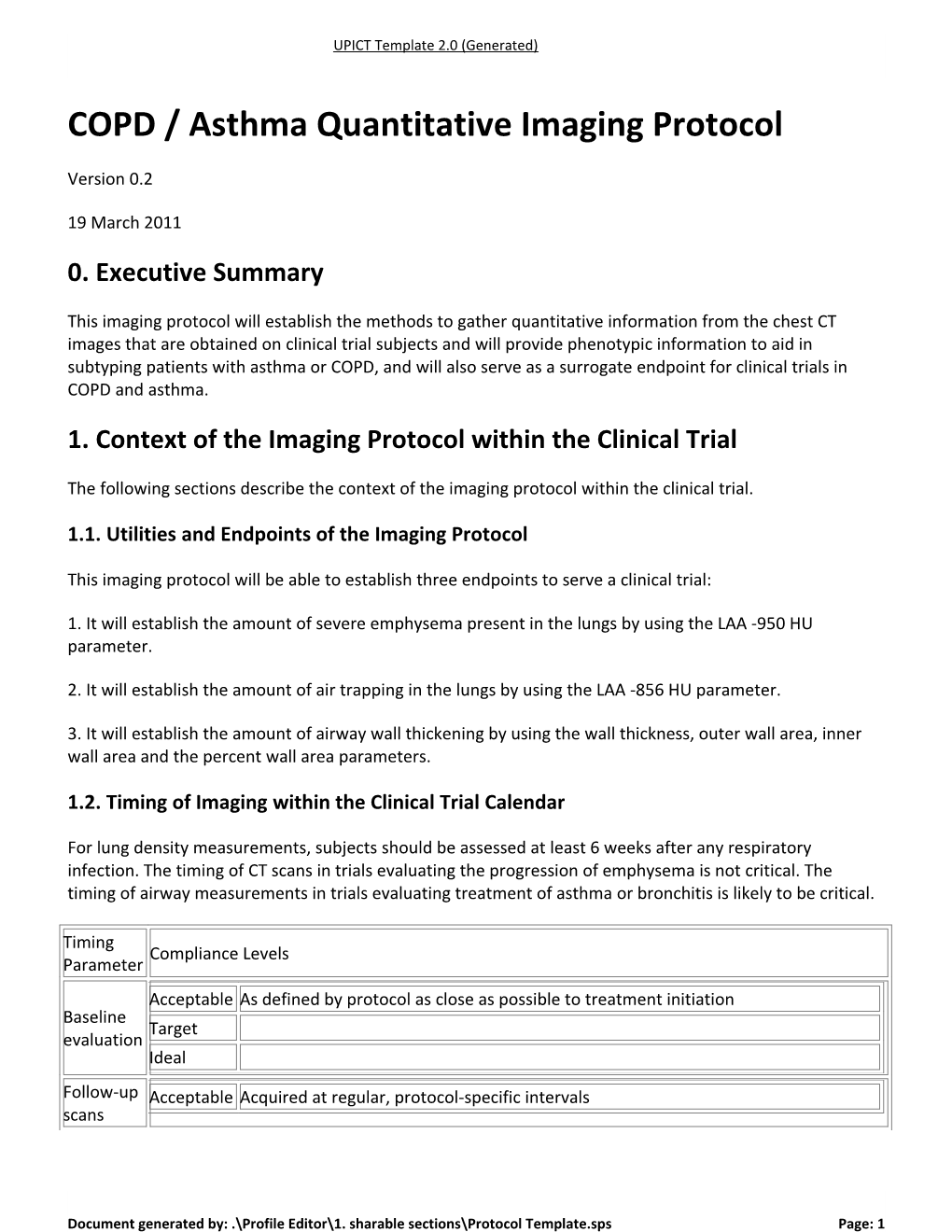 COPD / Asthma Quantitative Imaging Protocol