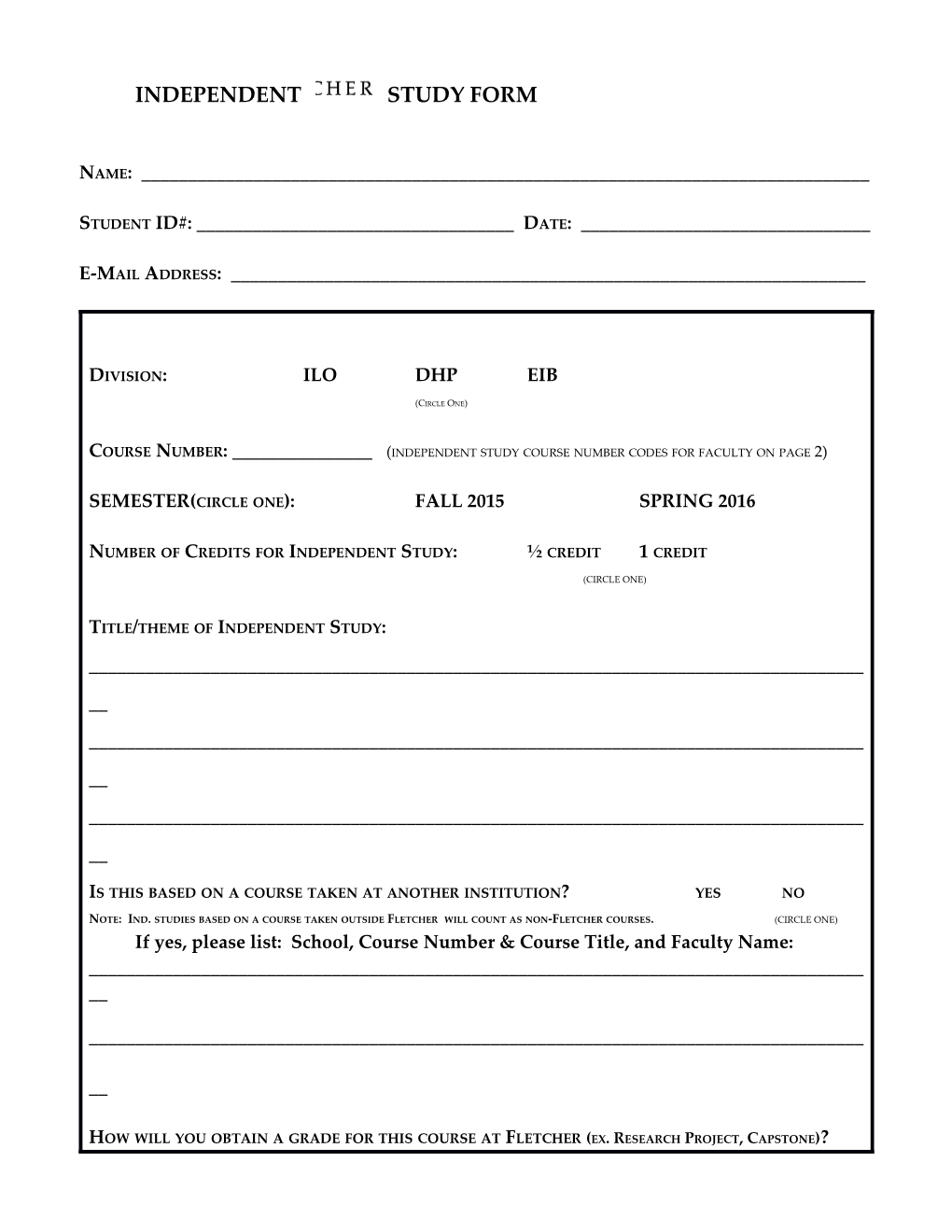 Independent Study Form