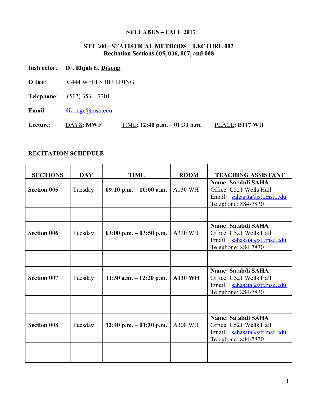 Stt 200 - Statistical Methods Lecture 002