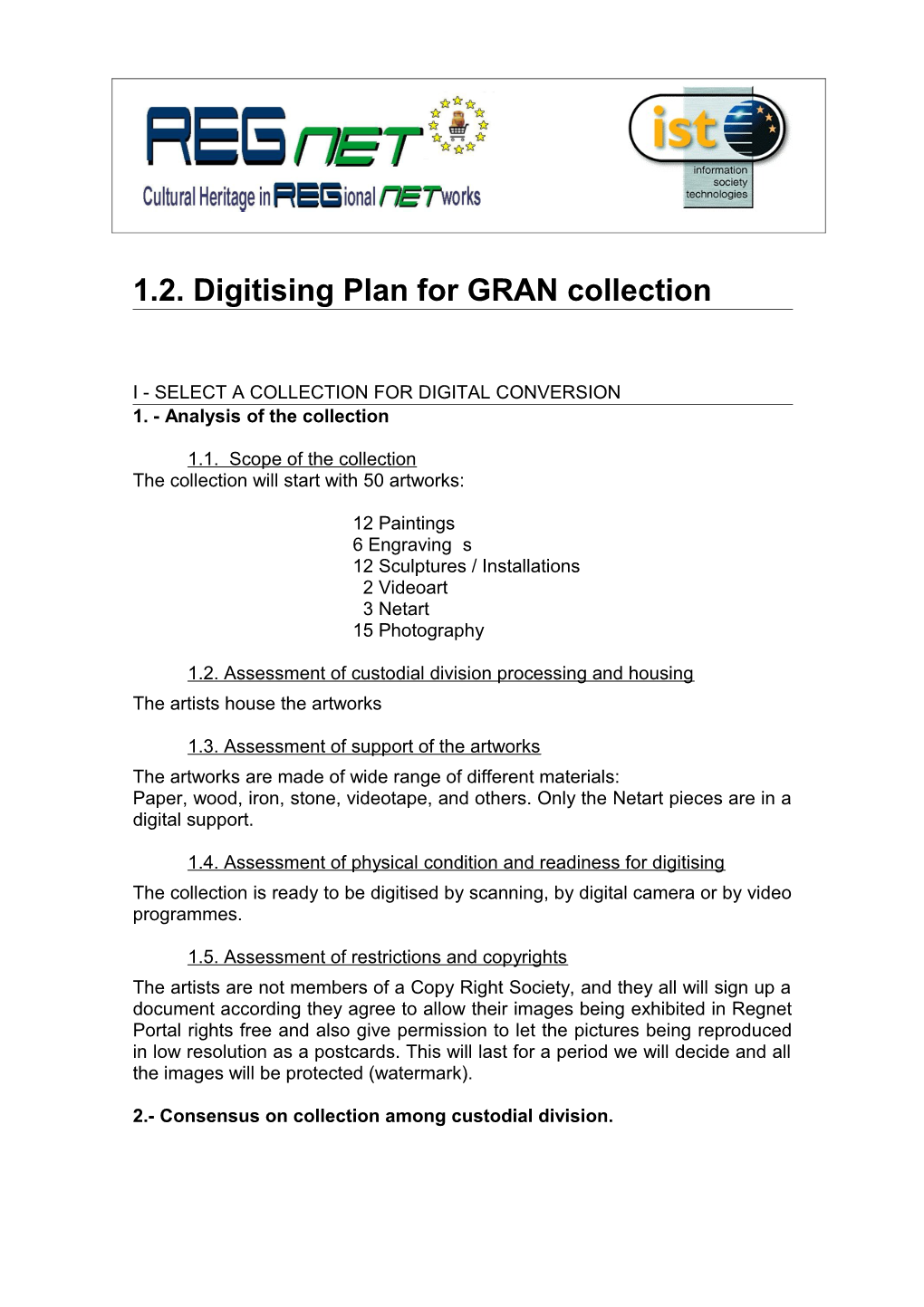 1.2. Digitising Plan for GRAN Collection