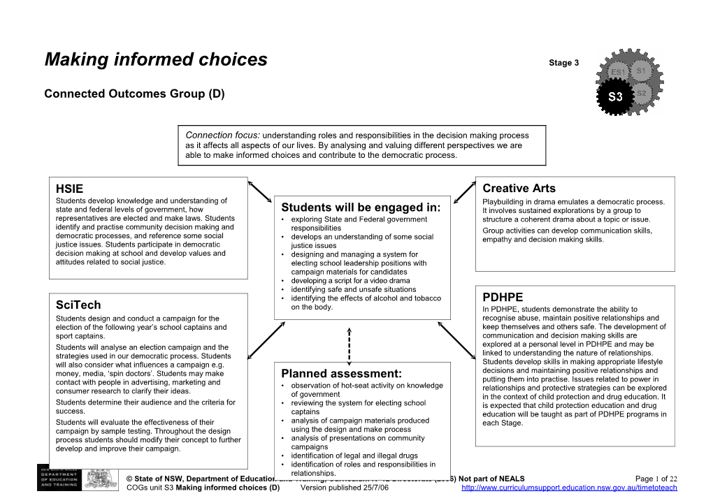 Making Informed Choices Stage 3