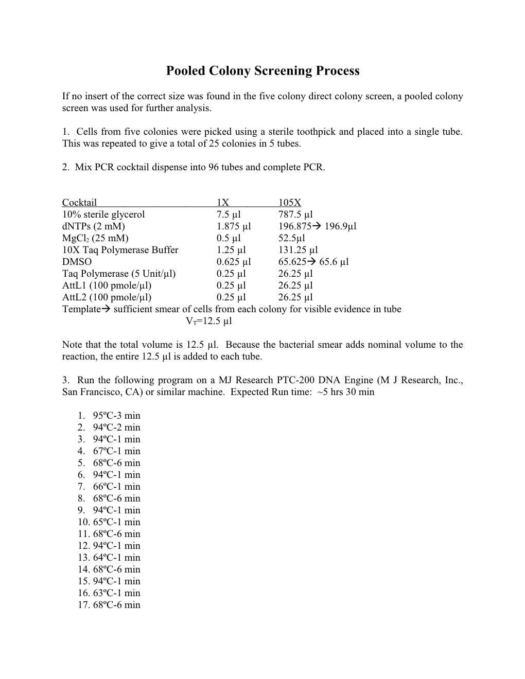 Pooled Colony Screening Process