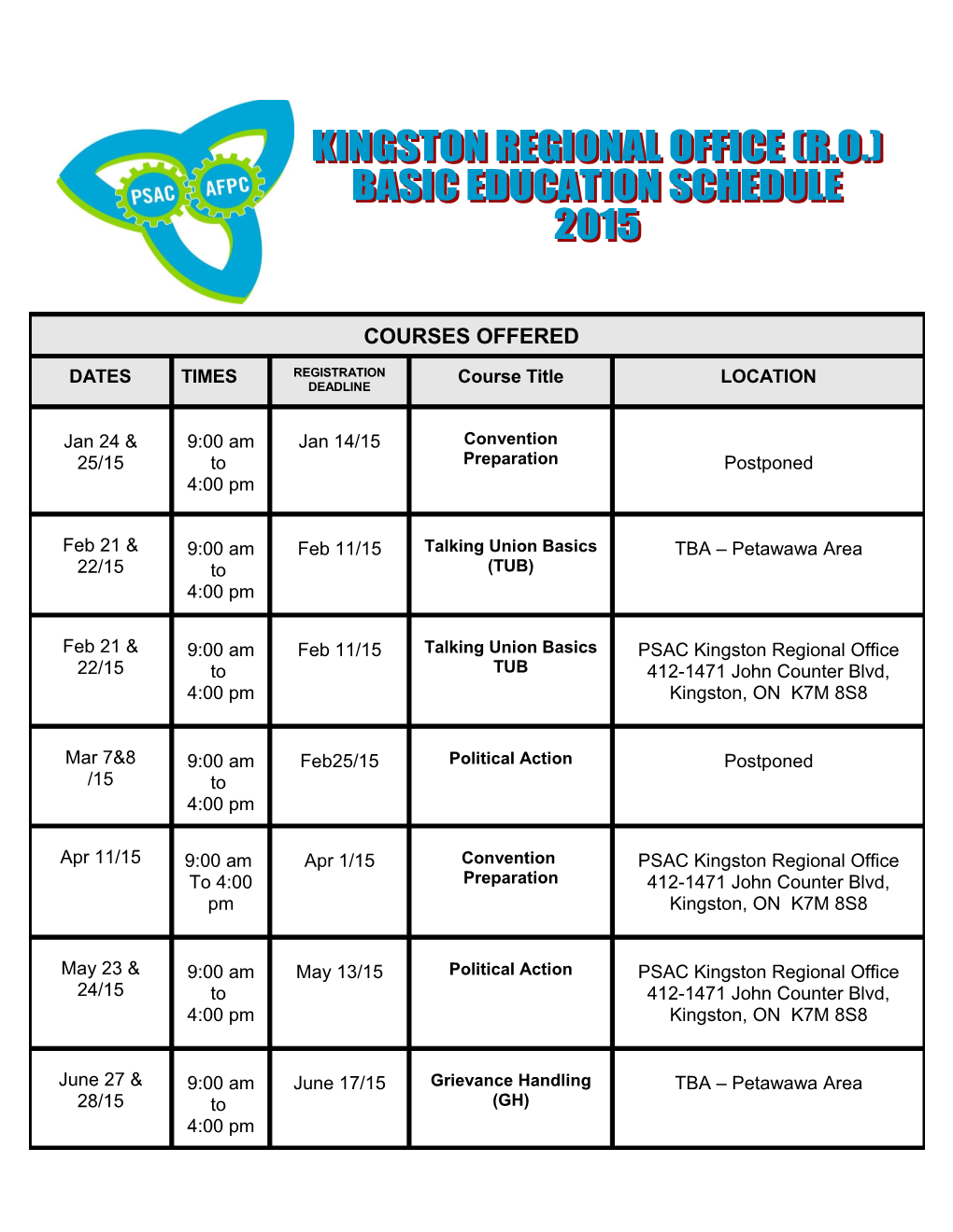 Advanced Courses And/Corresidence