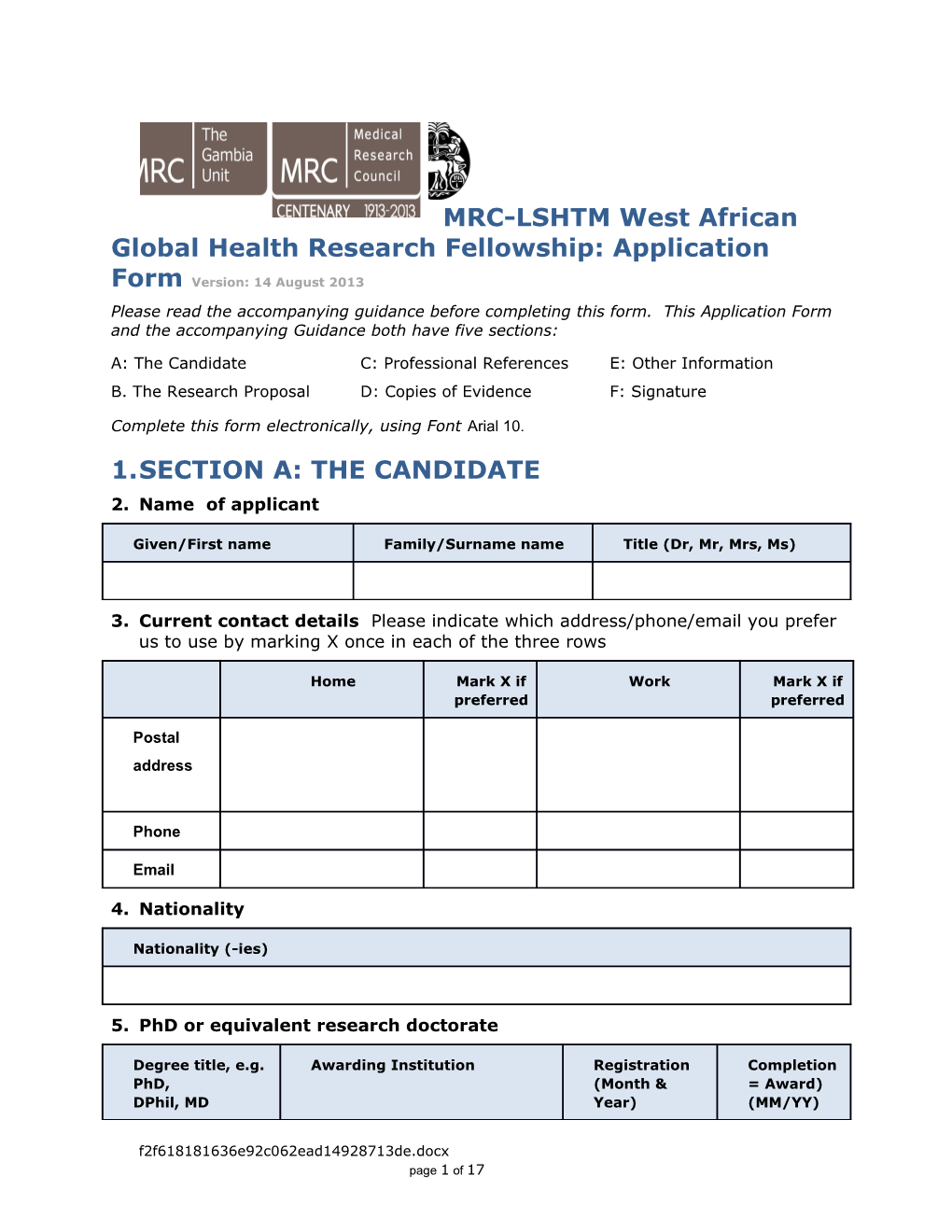 Wellcome Trust Clinical Phd Programme Application Form