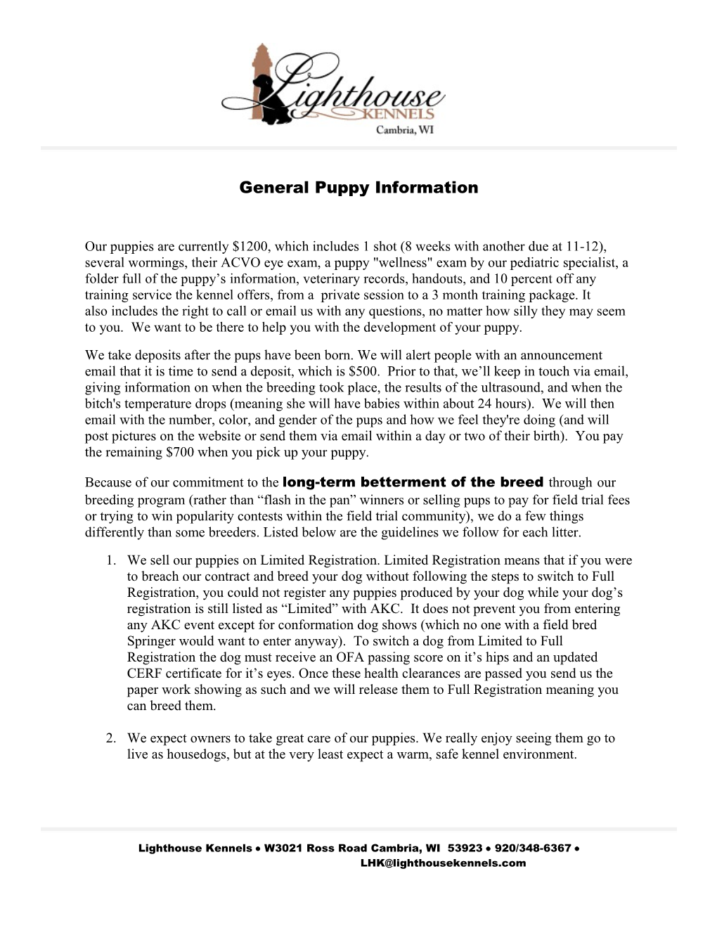General Puppy Information