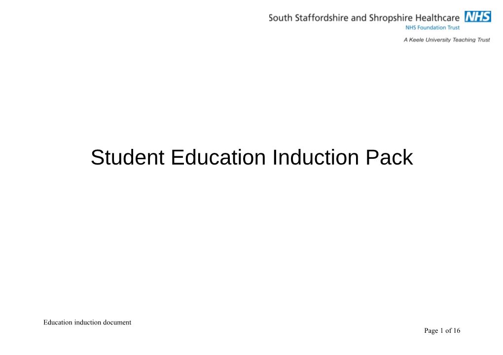 Student Education Induction Pack