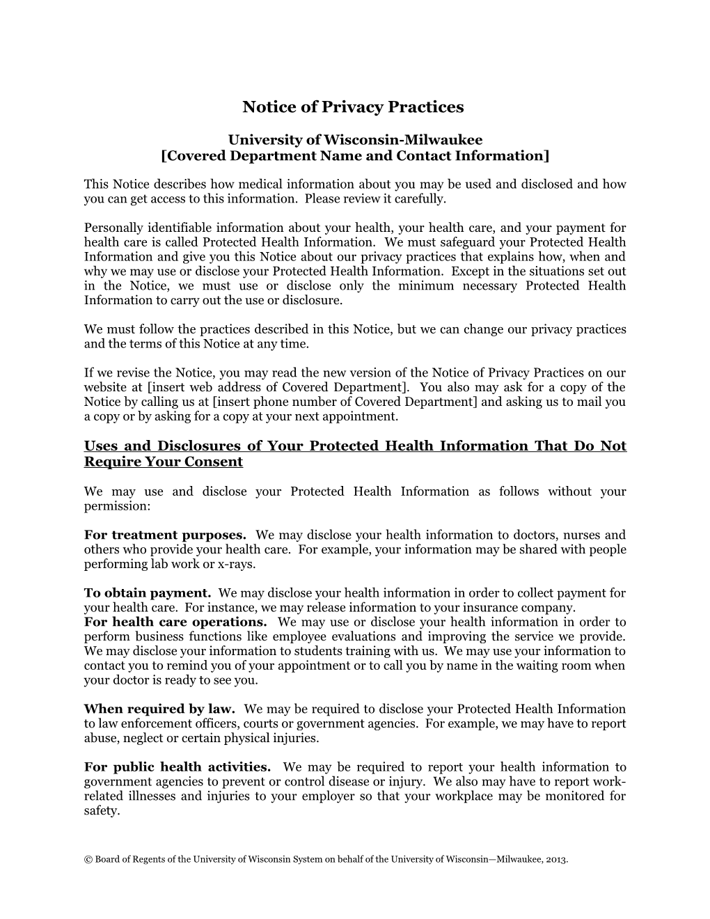 Notice of Privacy Practices