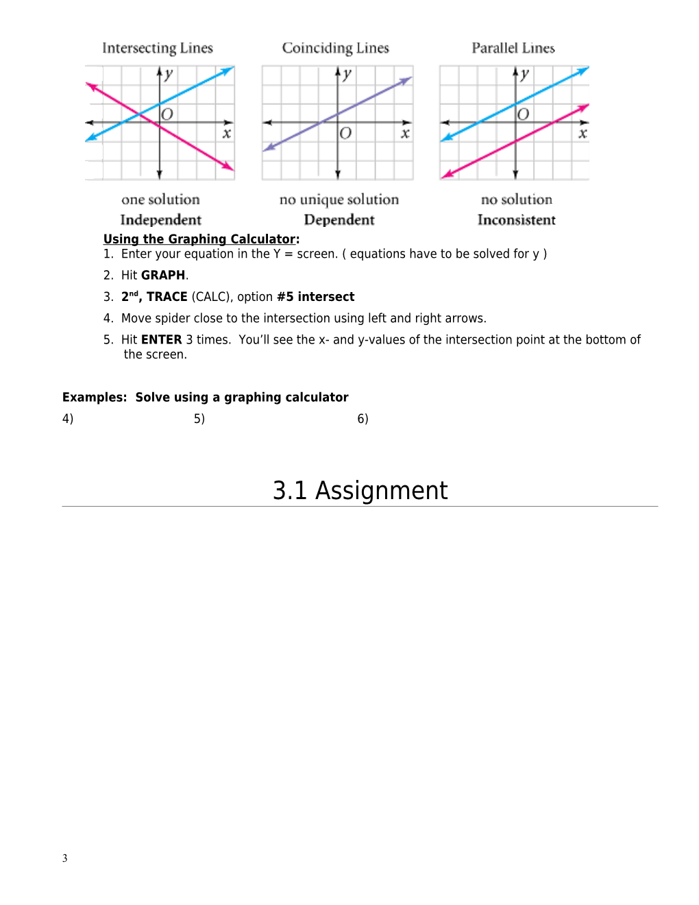 Chapter 3: Systems of Equations 3.1 Solving Systems by Graphing